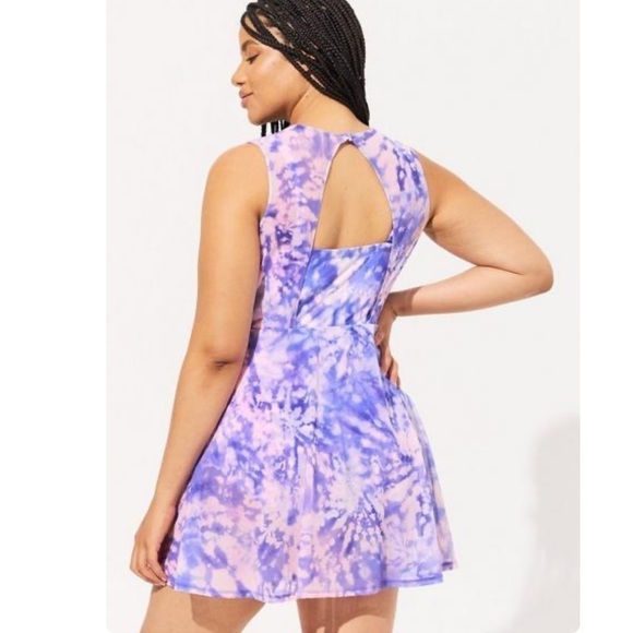 Torrid 5 DD/F Underwire Long Mesh Overlay Swim Dress With Brief - Picture 2 of 12